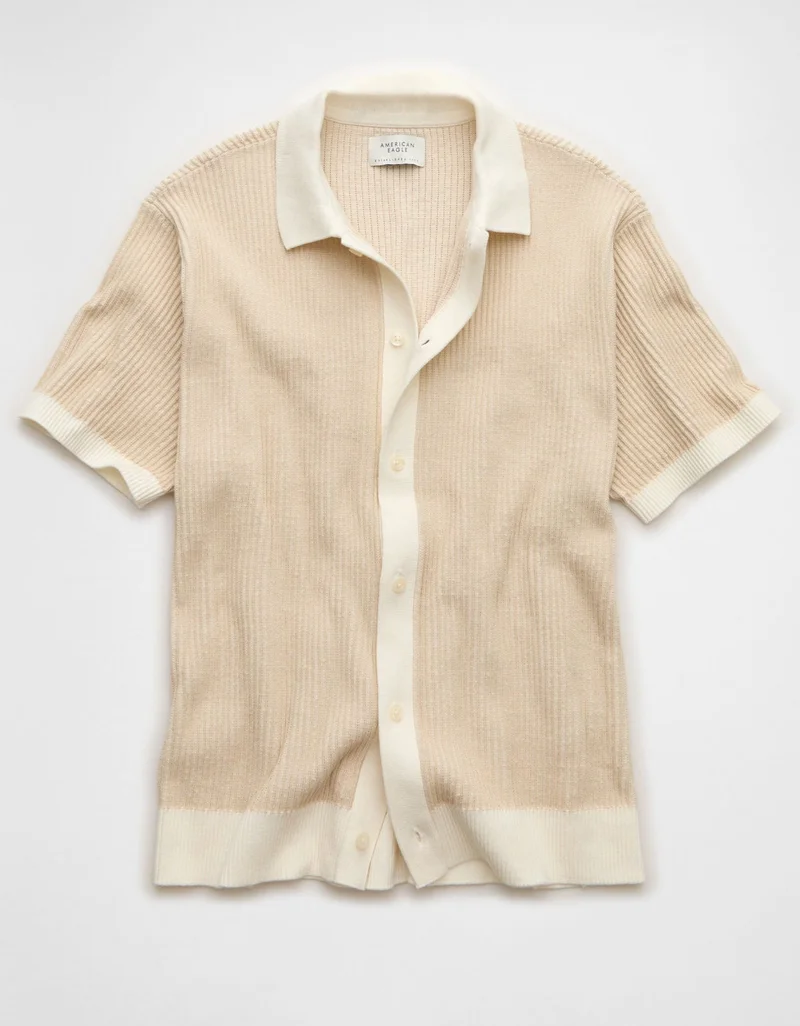 American Eagle  AE Striped Button-Up Sweater Polo for Men | Best Price UAE